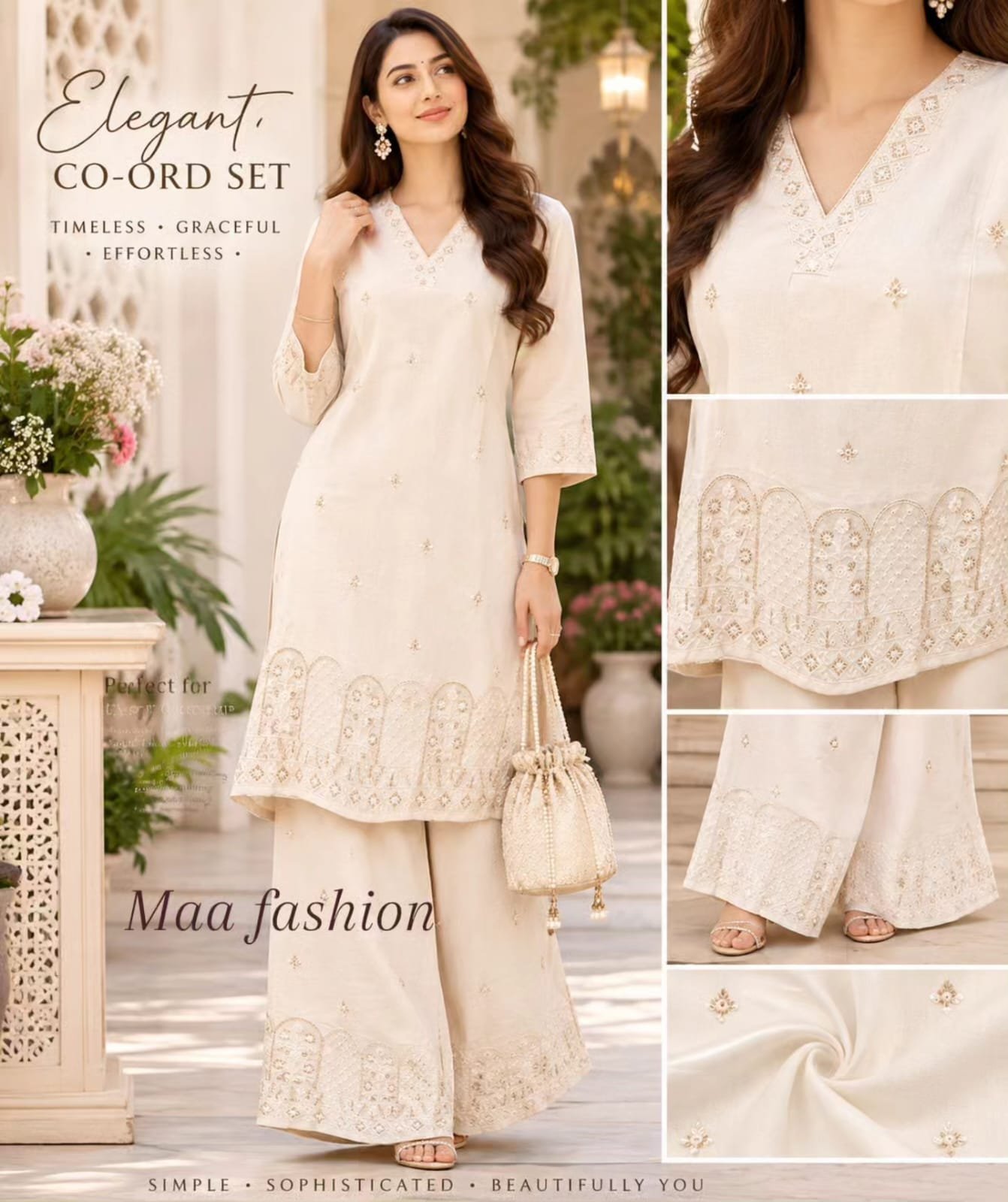 khadi cotton cord set (with thread n sequences work)